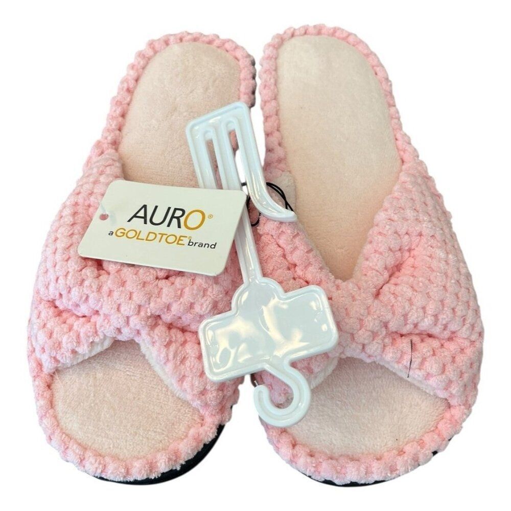 Gold Toe Womens Size Small 6/7 Barbie Light Pink Soft Open Toe Slippers NWT